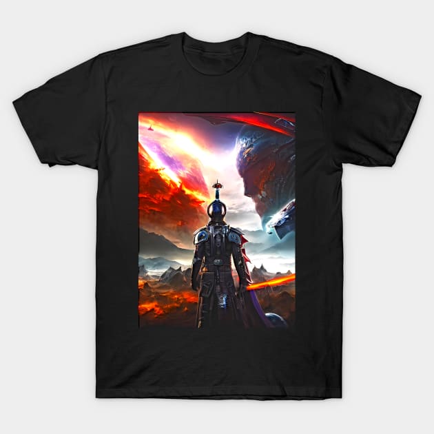 Human/Alien War - Battlefield Gaze - AI Generated Sci Fi Concept Art - T-Shirt by AfroMatic